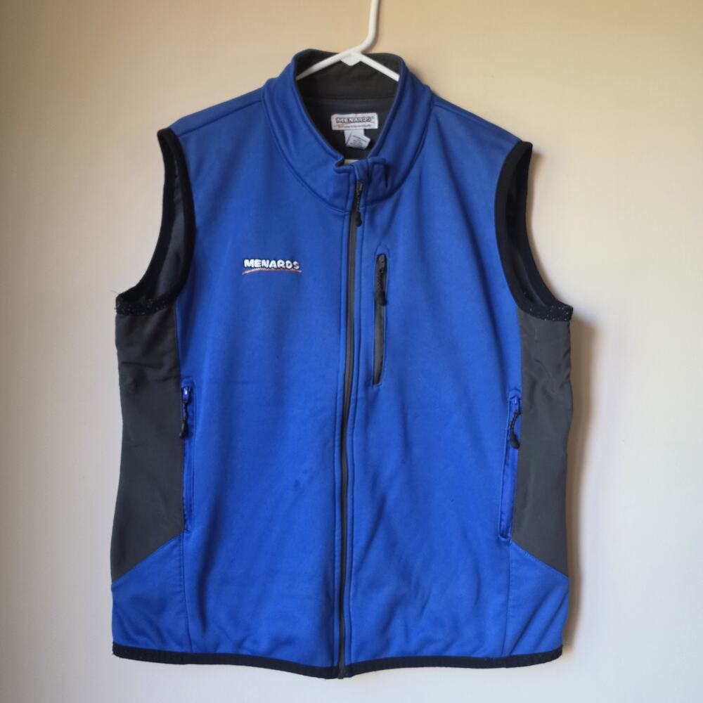 Menards Employee Vest Ladies Size 3XL Uniform Work Sleeveless Blue Gray Full Zip